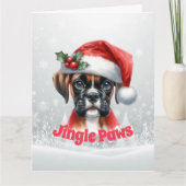 Kerstklokken en Boxerhond Vrolijke Feestdagen Kaart (Voorkant)