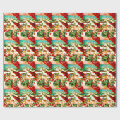 Kerstklokken en cherubs cadeaupapier (Vlak)