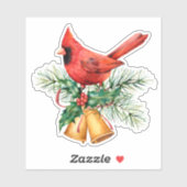 Kerstklokken en Evergreens Rode Kardinaal Sticker (Vel)