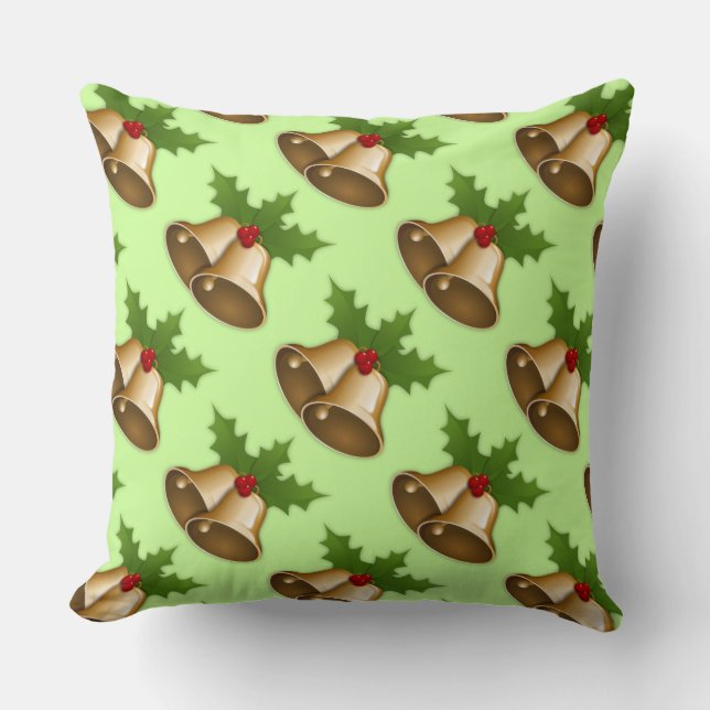 Kerstklokken en Hulst Accent Kussen (Voorkant)
