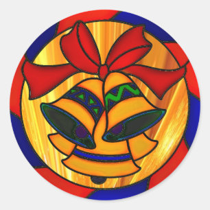 Kerstklokken en lint ronde sticker