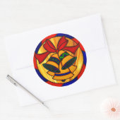 Kerstklokken en lint ronde sticker (Envelop)