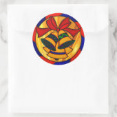 Kerstklokken en lint ronde sticker (Tas)