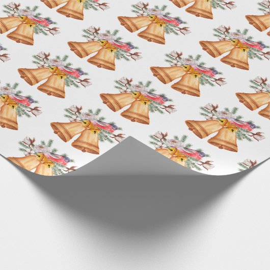 kerstklokken en vogel cadeaupapier (Hoek)