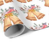 kerstklokken en vogel cadeaupapier (Rol Hoek)