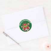 Kerstklokken Envelop Rood & Groen Holly Ronde Sticker (Envelop)