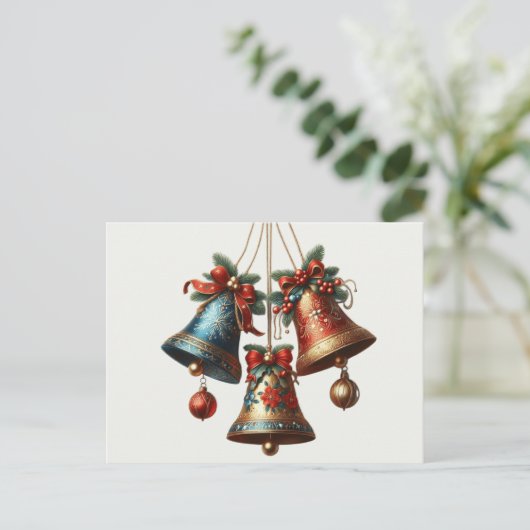 Kerstklokken Feestdagenkaart (Staand voorkant)