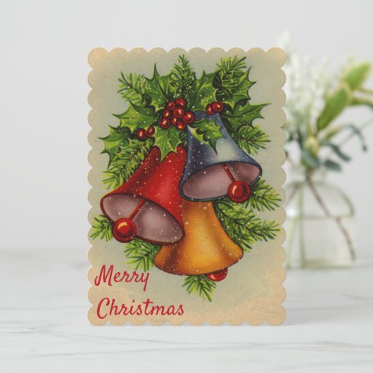 Kerstklokken Flat Vakantie Fotokaart Feestdagenkaart (Staand voorkant)