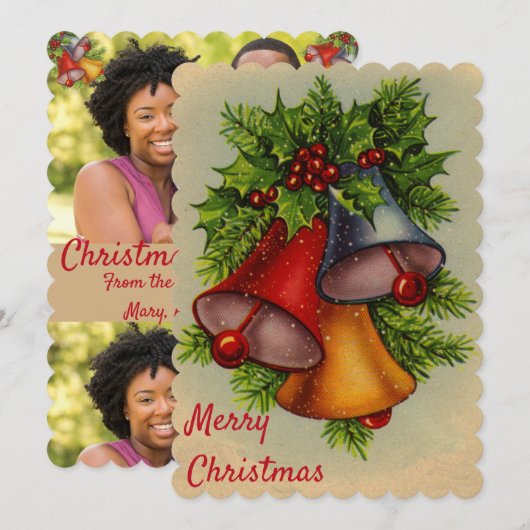 Kerstklokken Flat Vakantie Fotokaart Feestdagenkaart (Voorkant / Achterkant)