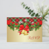 kerstklokken, heilig en tartan-patroon RSVP (Staand voorkant)