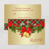 kerstklokken, heilig en tartan-patroon RSVP (Voorkant / Achterkant)