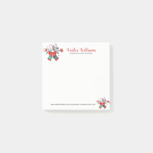 Kerstklokken krans Waterverven bloemenboeket Post-it® Notes (Voorkant)