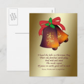 Kerstklokken op goud feestdagenkaart (Voorkant / Achterkant)