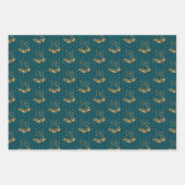 Kerstklokken op Paarse, Navy en Blauwgroen Inpakpapier Vel (Voorkant 3)