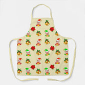 kerstklokken, poinsettia en schattige elf-versieri schort (Voorkant)