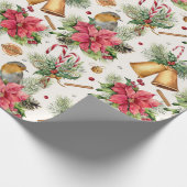 kerstklokken, poinsettia, robin, snoeprietjes cadeaupapier (Hoek)