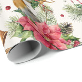 kerstklokken, poinsettia, robin, snoeprietjes cadeaupapier (Rol Hoek)