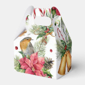 Kerstklokken, poinsettia, robin, snoepstokken bedankdoosjes (Achterkant)