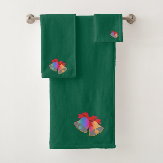 Kerstklokken Regenboog Groen Bad Handdoek (Insitu)