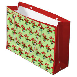 Kerstklokken, Rood & Groen Grote Glanzende Cadeaut Groot Cadeauzakje