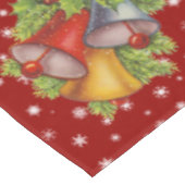 Kerstklokken rood tafelkleed (Gekanteld)