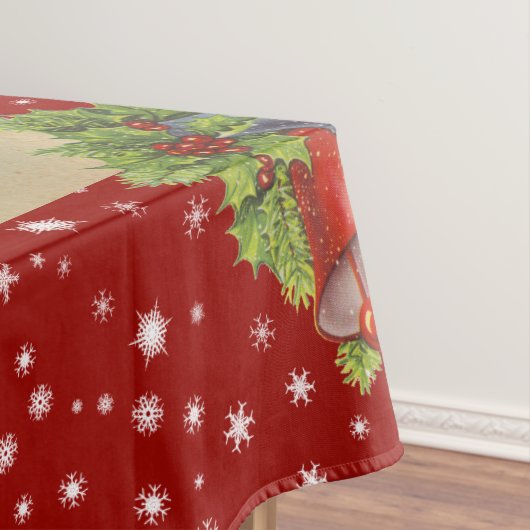 Kerstklokken rood tafelkleed (Voorbeeld)
