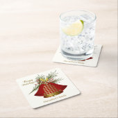 kerstklokken.tartan-patroon, pijnhout kartonnen onderzetters (Insitu)