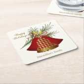 kerstklokken.tartan-patroon, pijnhout kartonnen onderzetters (Schuin)