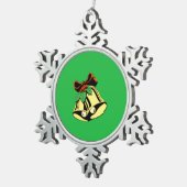 Kerstklokken Tin Sneeuwvlok Ornament (Rechts)