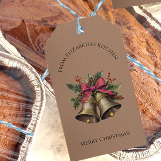 Kerstklokken Voedsel Gift Custom Naam Cadeaulabel