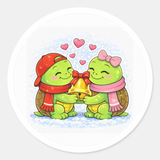 Kerstklokken Vreugde Ronde Sticker (Voorkant)