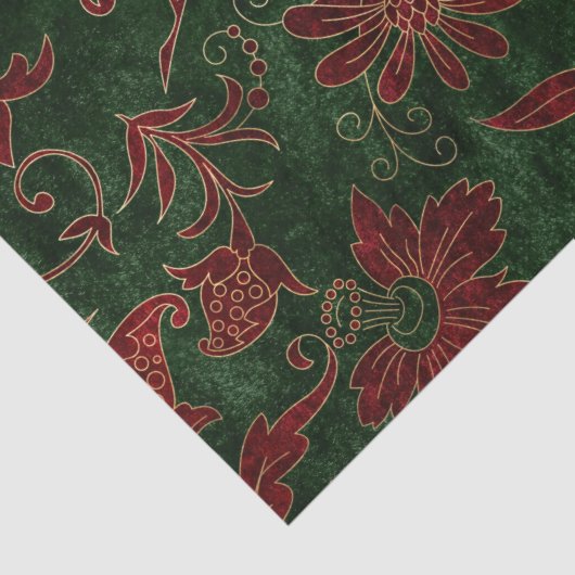  kerstklvet, rood en groen tissuepapier (Detail)