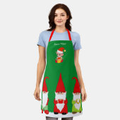 kerstknomes en Cute Elf over Groen Schort (Gedragen)