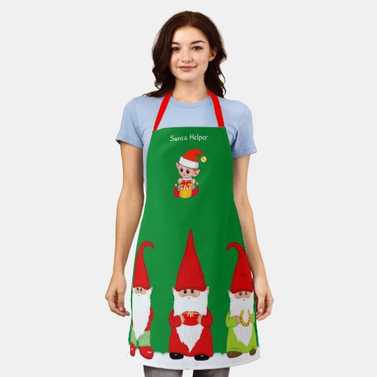 kerstknomes en Cute Elf over Groen Schort (Gedragen)
