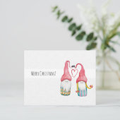kerstknomes in Love Waterverf handbeschilderd Briefkaart (Staand voorkant)