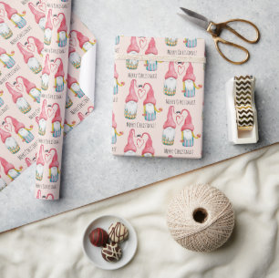 kerstknomes in Love Waterverf handbeschilderd Cadeaupapier