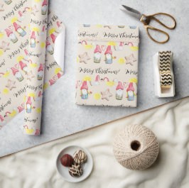 kerstknomes in Love Waterverf handbeschilderd Cadeaupapier
