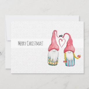 kerstknomes in Love Waterverf handbeschilderd Kaart