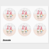 kerstknomes in Love Waterverf handbeschilderd Ronde Sticker (Vel)