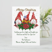 kerstknomes Poinsettia Trendy-kerstkaart (Staand voorkant)