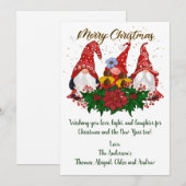 kerstknomes Poinsettia Trendy-kerstkaart (Voorkant / Achterkant)