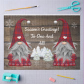 kerstknomes Seizoensgroet Rustic Wood Tissuepapier (Craft)