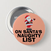 KERSTKNOP VAN DE STOUTE LIJST VAN DE KERSTMAN RONDE BUTTON 7,6 CM (Voorkant /achterkant)