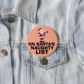 KERSTKNOP VAN DE STOUTE LIJST VAN DE KERSTMAN RONDE BUTTON 7,6 CM (In situ)