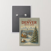Kerstknop 'Vanuit Denver met Liefde' Button (Voorkant / Achterkant)