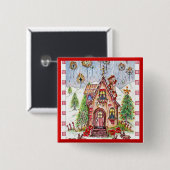 kerstknop vierkante button 5,1 cm (Voorkant /achterkant)