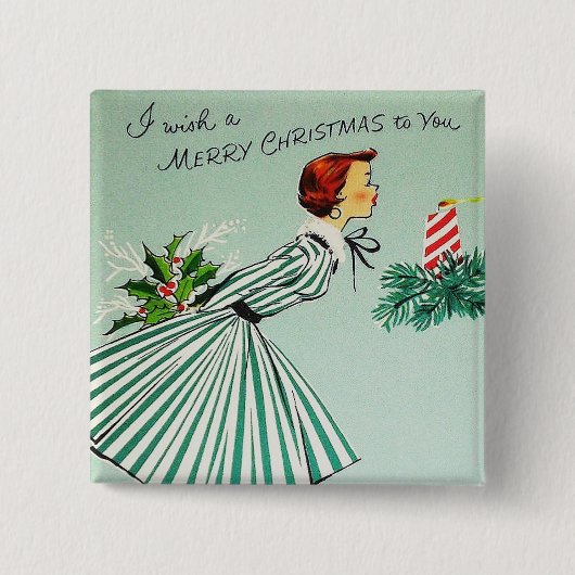  kerstknop voor retro vierkante button 5,1 cm (Voorkant)