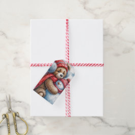 Kerstknuffels Teddy Bear en Snowman Cadeaulabel