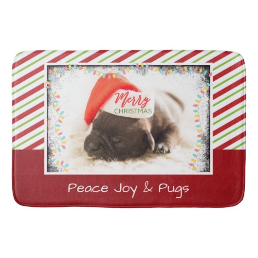 Kerstknuppel in Santa Hat met kerstlampjes Badmat (Voorkant)