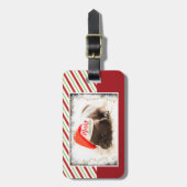 Kerstknuppel in Santa Hat met kerstlampjes Bagagelabel (Voorkant verticaal)